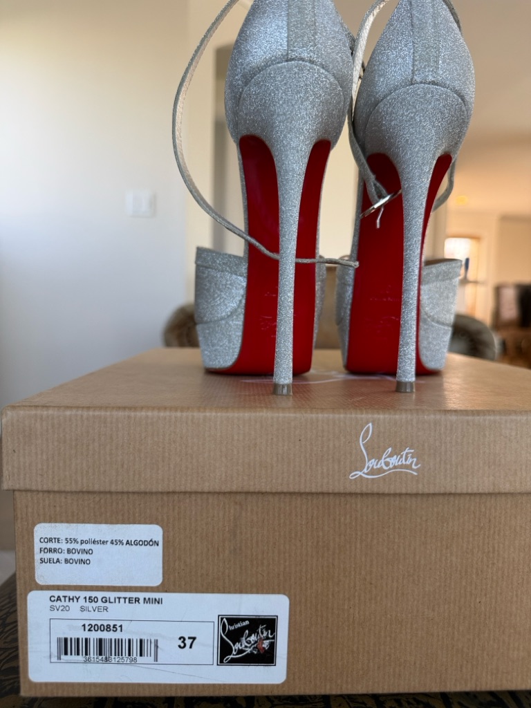 Christian Louboutin Glitter 150 Silver Pumps